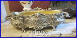 ANTIQUE SILVER PLATED BRONZE CENTER PIECE. With HANDLES