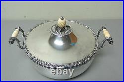ANTIQUE SILVER PLATE 3-PIECE BUFFET SERVER with BONE HANDLES & PINEAPPLE FINIAL