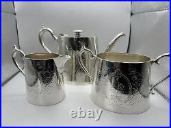 ANTIQUE VICTORIAN 3 Piece EPNS Silver Plated Tea & Coffee Set 1906