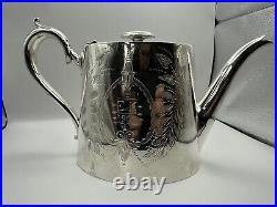 ANTIQUE VICTORIAN 3 Piece EPNS Silver Plated Tea & Coffee Set 1906