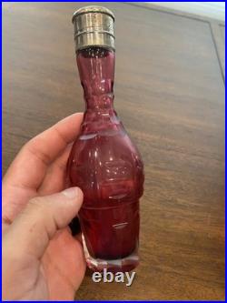 ANTIQUE Victorian Cranberry 6 Piece Silver Plate Rotating Castor Cruet SET 16H