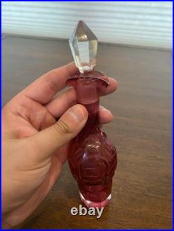 ANTIQUE Victorian Cranberry 6 Piece Silver Plate Rotating Castor Cruet SET 16H