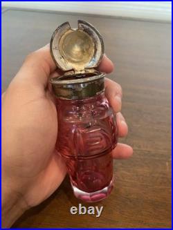 ANTIQUE Victorian Cranberry 6 Piece Silver Plate Rotating Castor Cruet SET 16H