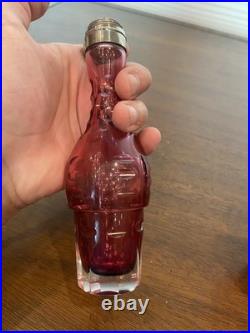 ANTIQUE Victorian Cranberry 6 Piece Silver Plate Rotating Castor Cruet SET 16H