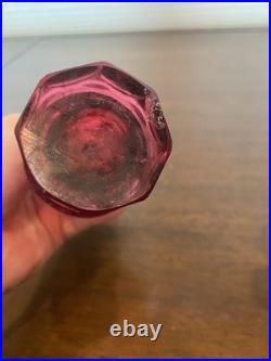 ANTIQUE Victorian Cranberry 6 Piece Silver Plate Rotating Castor Cruet SET 16H