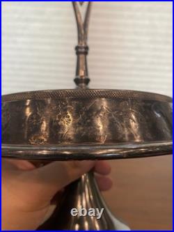 ANTIQUE Victorian Cranberry 6 Piece Silver Plate Rotating Castor Cruet SET 16H