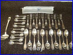 AN ANTIQUE 36 PIECE SET OF FRENCH HEAVY SILVER PLATED TABLE CUTLERY, By'ERCUIS
