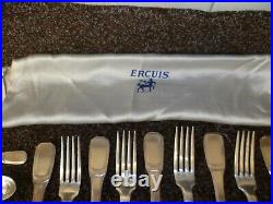 AN ANTIQUE 36 PIECE SET OF FRENCH HEAVY SILVER PLATED TABLE CUTLERY, By'ERCUIS