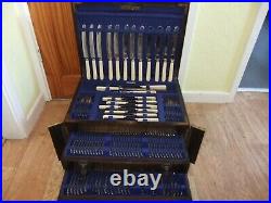 ART DECO JAMES DIXON & SONS Silver Plated EPNS 101 Piece Oak Canteen of Cutlery