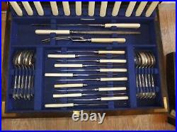 ART DECO JAMES DIXON & SONS Silver Plated EPNS 101 Piece Oak Canteen of Cutlery