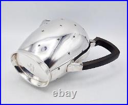 ART DECO SPACE AGE SILVER PLATED FOUR-PIECE TEA SET c1950 STAR PATTERN
