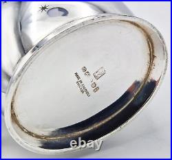 ART DECO SPACE AGE SILVER PLATED FOUR-PIECE TEA SET c1950 STAR PATTERN