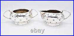 ART DECO SPACE AGE SILVER PLATED FOUR-PIECE TEA SET c1950 STAR PATTERN