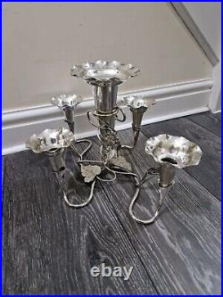 A LARGE SILVER PLATED ART NOUVEAU EPERGNE CENTRE PIECE VASE c1900