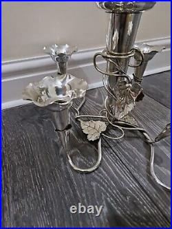 A LARGE SILVER PLATED ART NOUVEAU EPERGNE CENTRE PIECE VASE c1900