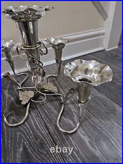 A LARGE SILVER PLATED ART NOUVEAU EPERGNE CENTRE PIECE VASE c1900