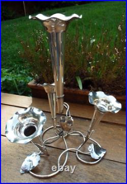 A LARGE SILVER PLATED ART NOUVEAU EPERGNE CENTRE PIECE VASE c1900