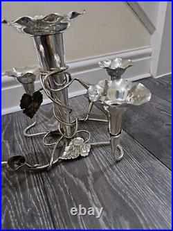 A LARGE SILVER PLATED ART NOUVEAU EPERGNE CENTRE PIECE VASE c1900