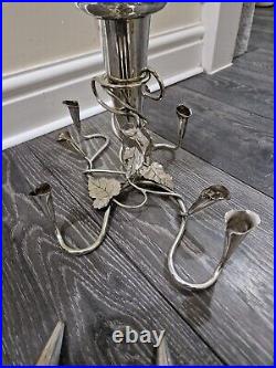 A LARGE SILVER PLATED ART NOUVEAU EPERGNE CENTRE PIECE VASE c1900