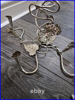 A LARGE SILVER PLATED ART NOUVEAU EPERGNE CENTRE PIECE VASE c1900