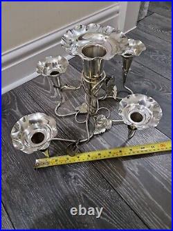 A LARGE SILVER PLATED ART NOUVEAU EPERGNE CENTRE PIECE VASE c1900