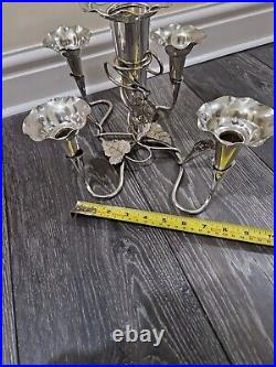 A LARGE SILVER PLATED ART NOUVEAU EPERGNE CENTRE PIECE VASE c1900