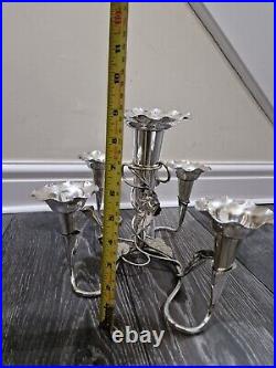 A LARGE SILVER PLATED ART NOUVEAU EPERGNE CENTRE PIECE VASE c1900