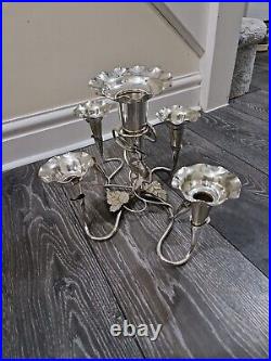 A LARGE SILVER PLATED ART NOUVEAU EPERGNE CENTRE PIECE VASE c1900