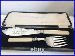 A SUPERB Large Cased Ornate Antique Silver Plated Fish Knife & Fork Serving Set