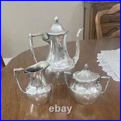 Anitique COMMUNITY PLATE Silver Plate Patrician Art Deco 3-Piece Coffee Set