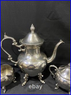 AntiqueEnglish Silver Plate Teapot Creamer Sugar Bowl 3 Piece Tea Set