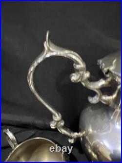 AntiqueEnglish Silver Plate Teapot Creamer Sugar Bowl 3 Piece Tea Set