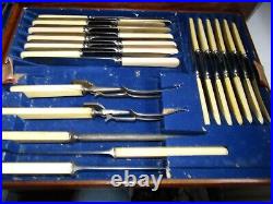 Antique 106 Piece 12 Place Setting Military Campaign Chest Canteen of Cutlery