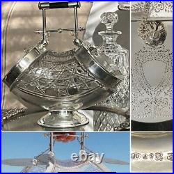 Antique 11 J Dixon Sons SILVER PL DOUBLE ENDED BONBON BOX CUT GLASS CENTREPIECE