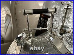 Antique 11 J Dixon Sons SILVER PL DOUBLE ENDED BONBON BOX CUT GLASS CENTREPIECE