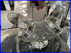 Antique 11 J Dixon Sons SILVER PL DOUBLE ENDED BONBON BOX CUT GLASS CENTREPIECE