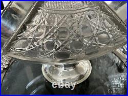 Antique 11 J Dixon Sons SILVER PL DOUBLE ENDED BONBON BOX CUT GLASS CENTREPIECE