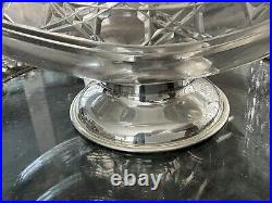 Antique 11 J Dixon Sons SILVER PL DOUBLE ENDED BONBON BOX CUT GLASS CENTREPIECE