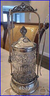 Antique 1880 Pickle Jar Victorian silver plate