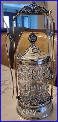 Antique 1880 Pickle Jar Victorian silver plate