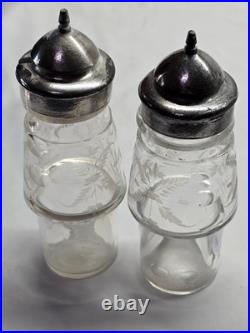 Antique 1880s Victorian Silver Plate 6-Piece Footed Cruet Set READ DESCRIPTION