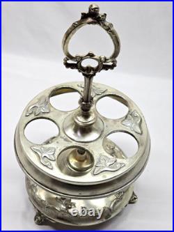 Antique 1880s Victorian Silver Plate 6-Piece Footed Cruet Set READ DESCRIPTION