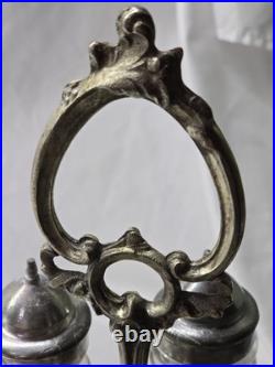 Antique 1880s Victorian Silver Plate 6-Piece Footed Cruet Set READ DESCRIPTION