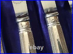 Antique 24 Piece Sterling Silver Handled Tea Knife And Fork Set Art Deco Style