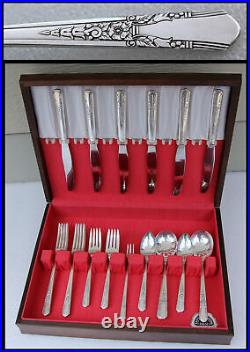 Antique 31 Piece 1939 Jasmine Silver Plate Set Flatware Service for 6 by Oneida