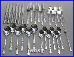 Antique 31 Piece 1939 Jasmine Silver Plate Set Flatware Service for 6 by Oneida