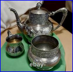 Antique 3 Piece Barbour Bros & Co. Silver Plate Tea Set Antique 3 Piece Barbour Bros & Co. Silver Plate Tea Set