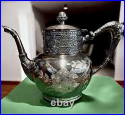 Antique 3 Piece Barbour Bros & Co. Silver Plate Tea Set