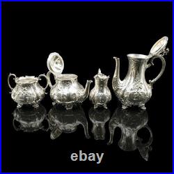 Antique 4 Piece Tea Service, English, Silver Plate, Coffee Pot, Edwardian, 1910
