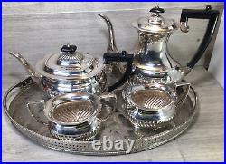Antique 4 piece tea coffee set milk sugar and large tray superb condition